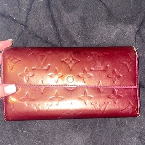 Louis Vuitton Red Vernis Wallet Glossy Patent Leather